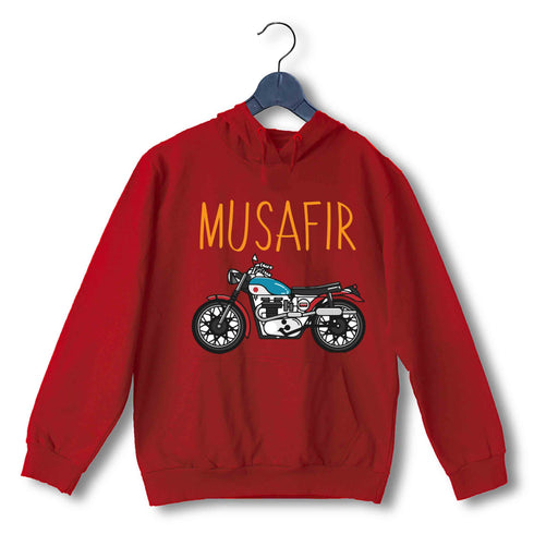 Biker Travel Travel MUSAFIR ENGLISH - WITH BIKE UNISEX HOODIE Sweatshirts